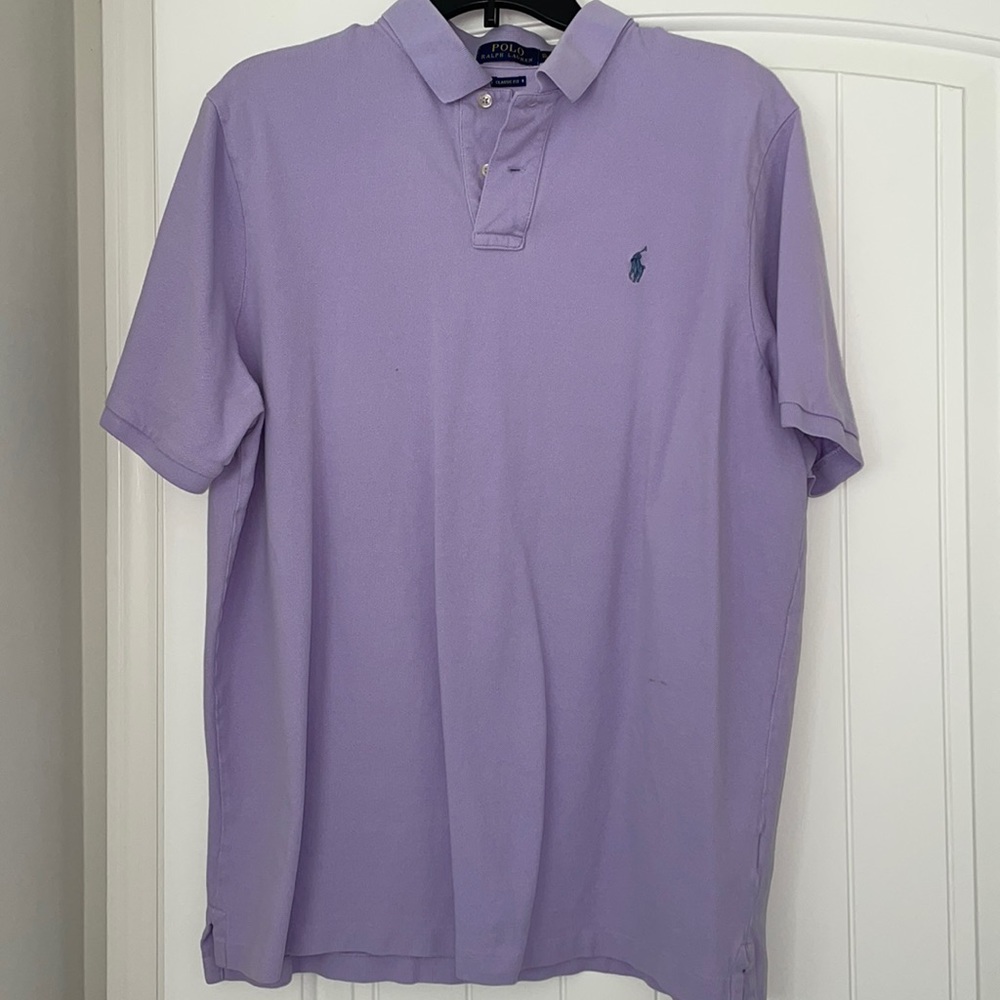 purple polo ralph lauren collared shirt